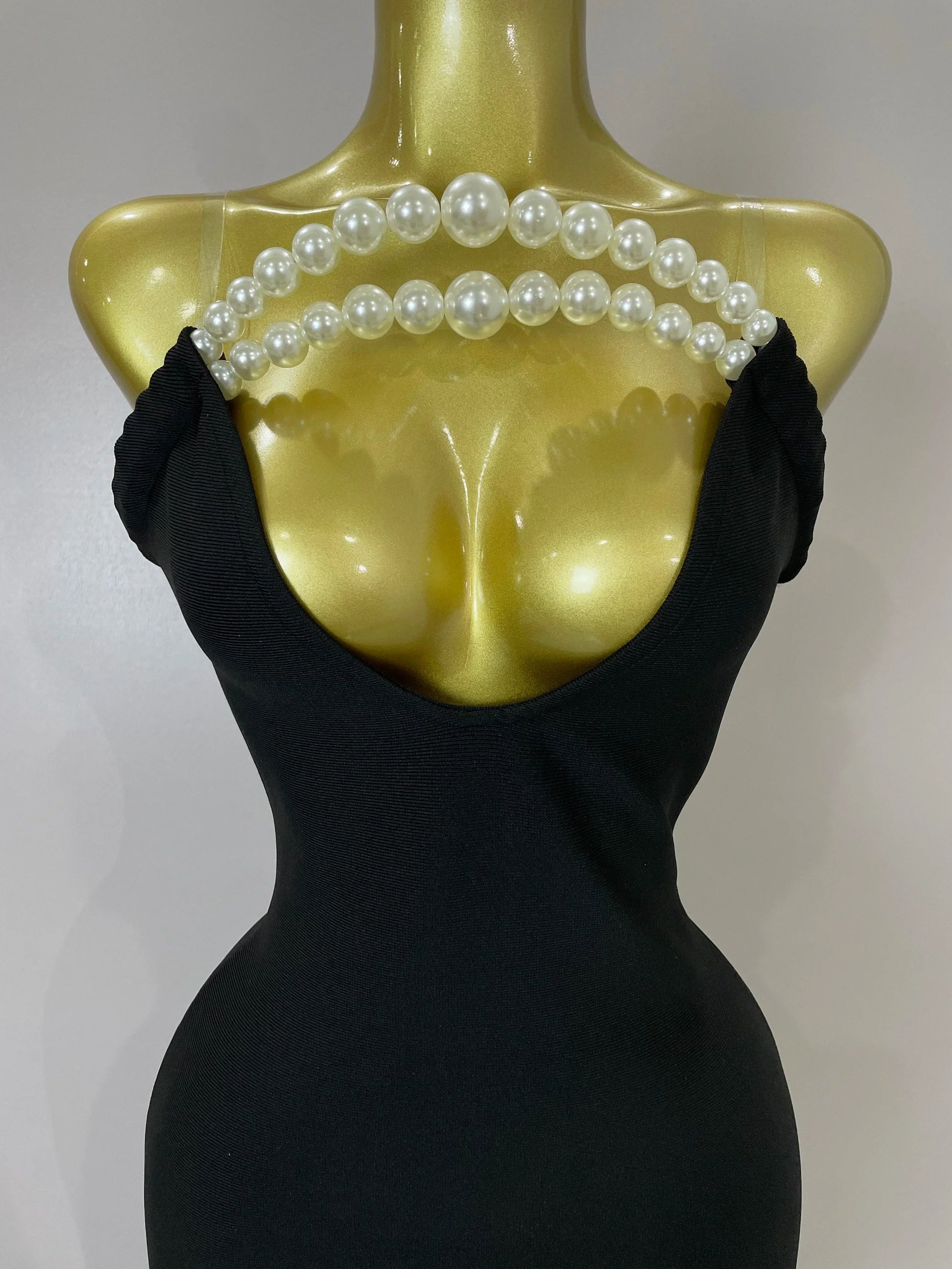 Sexy Backless Strapless Black Beading Long Bandage Bodycon Dress Women Celebrity Elegant Evening Luxury Birthday Dresses
