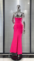 Luxury Pearl Geometric Design Strapless Package Hips Bandage Long Dress Elegant Woman Party Dress Celebrity Party Vestido