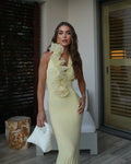 New Arrival Celebrity Fashion Birthday Party Cocktail Dress Women Sexy Halter Backless Florals Bodycon Long Outfit Wholesale
