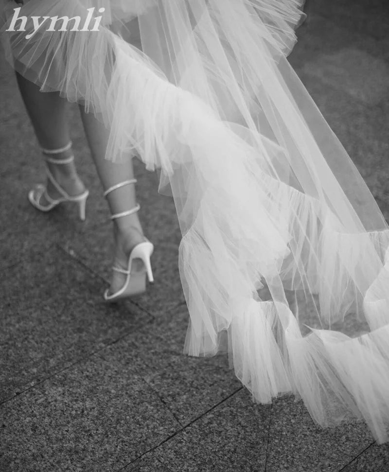 2 Layer Ruffled Edge Bridal Veil Chapel Length Tassel Veil With Ruffles