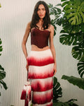 New Arrival Women Sexy Strapless Gradient Tasseles Strapless 2 Pieces Bodycon Bandage Long Dress Celebrate Birthday Party Outfit