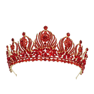 Baroque Heart-Shaped Crystal Bridal Tiara Crown Silver Gold Wedding Prom Diadem Hair Jewelry as picture