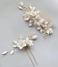 Bridal Jewelry Porcelain Flower Hair Clip Comb Crystal Hairpin Women Bride Bridesmaids Gold Color Head Piece Wedding Accessories c
