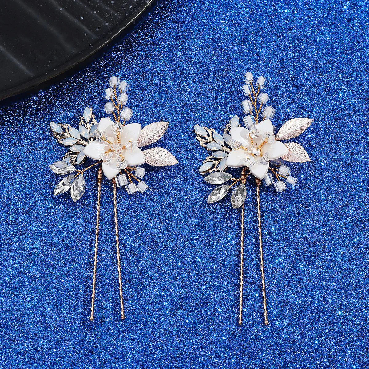 Wedding Accessories Vintage Gold Color Hair Pin Clip Opal Head Piece For Brides Women Crystal Rhinestones Hairpin Bridal Jewelry