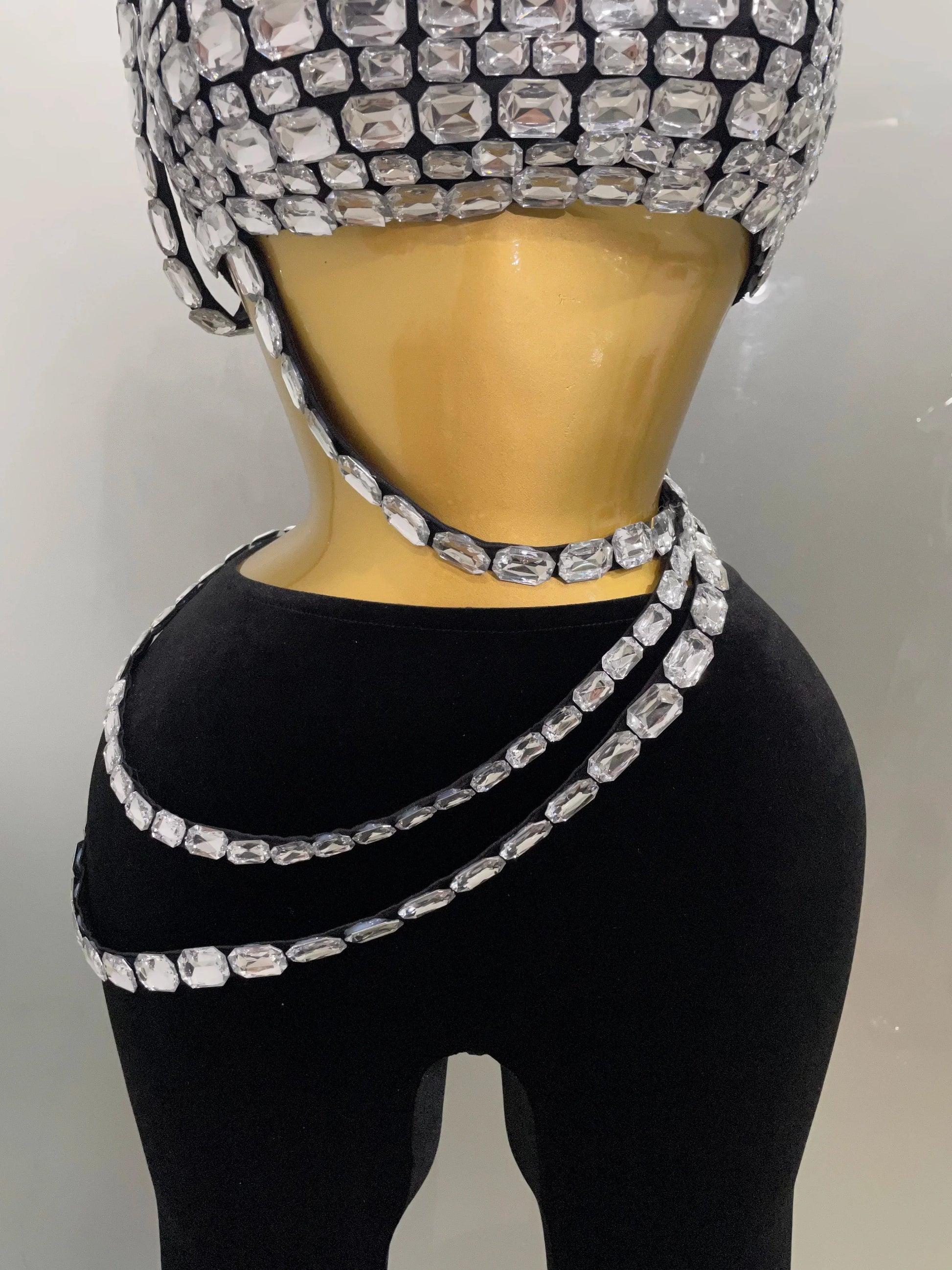 Luxury Sparkle Diamonds Sexy Crop Top Velour Pant Two Pieces Set Women Celebrate Birthday Party Nightclub Stage Costume