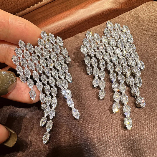 Luxury Heart CZ Zircon Bridal Earrings Cubic Zirconia Drop Wedding Earring For Brides Accessories Women Birthday Gift Jewelry