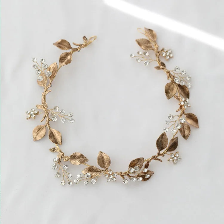 Wedding Hair Accessories Leaf Pearl Headband Gold Color Baroque Vintage Hairband For Bride Women Headpieces Crown Bridal Jewelry d