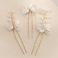 Bridal Jewelry Gold Color Hair Pin Clip Porcelain Flower Hairpin For Bride Bridesmaids Women Gift Head Piece Wedding Accessories