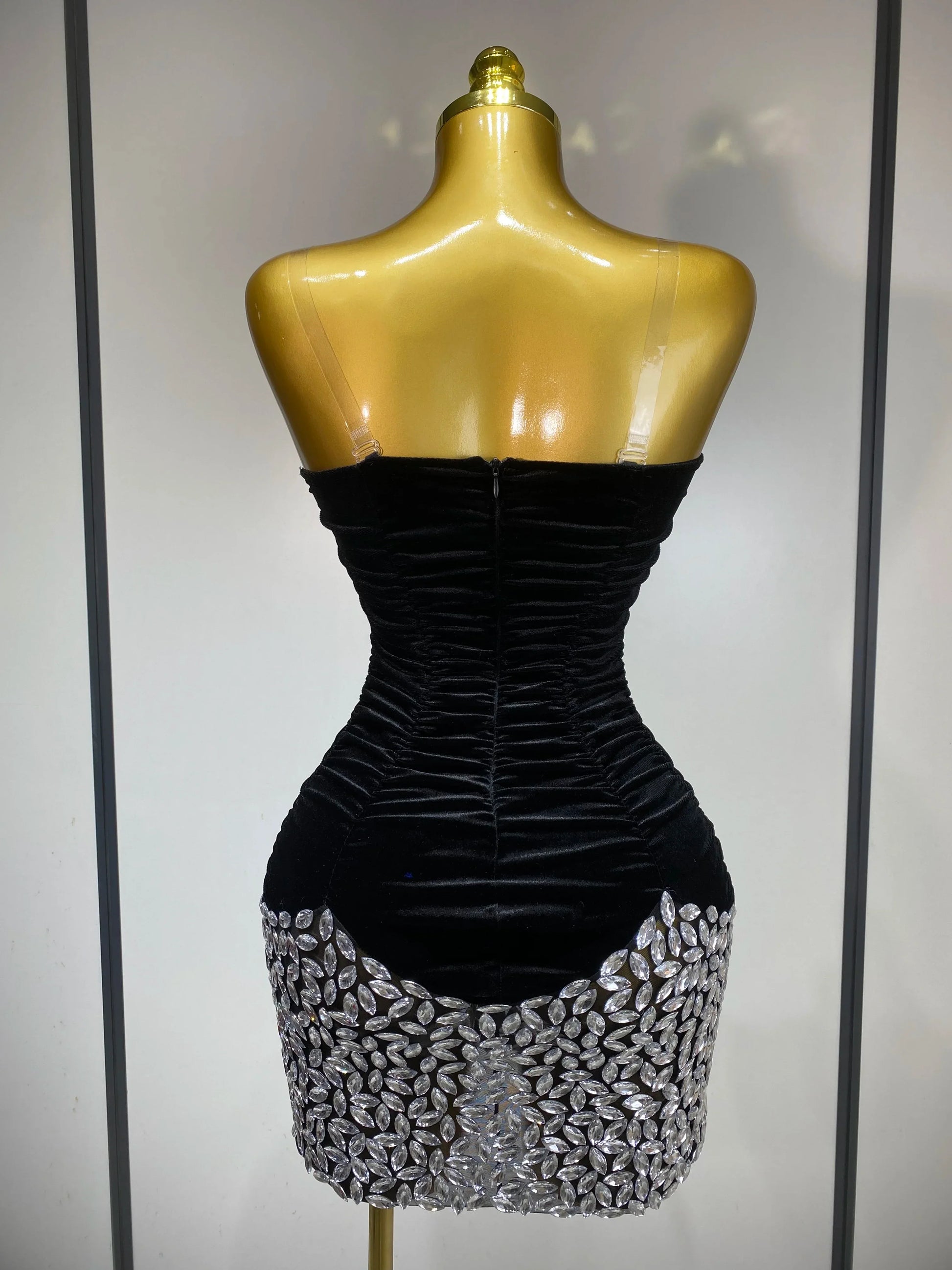 Women Sexy Bodycon Mini Dress Nightclub Elegant Evening Party Birthday Dress Celebrity Singer Shining Diamond Stage Costume