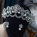 Crystal Tiaras and Crowns Rhinestones Diadem Set For Bride Women Prom Pageant Headband Bridal Hair Jewelry Wedding Accessories b