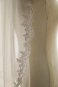 Floral Lace Edge Bridal Veil Fingertip Ivory Wedding Veil