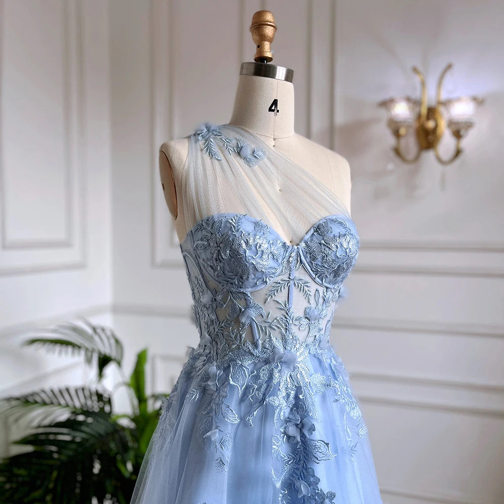 Fairy Purple A-line Prom Dress Elegant Sweetheart Party Dress Fairy Evening Dress Flower Embroidery Christmas Dress Blue