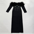 Women Long Sleeve Sexy Shinning Crystal Keyholes Bodycon Long Bandage Dress Celebrate Evening Party Cocktail Outfit style 2