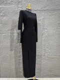 Top Quality Women Long Sleeve Sparkly Crystal Bodycon Long Bandage Dress Elegant Evening Party Cocktail Fashion Outfit