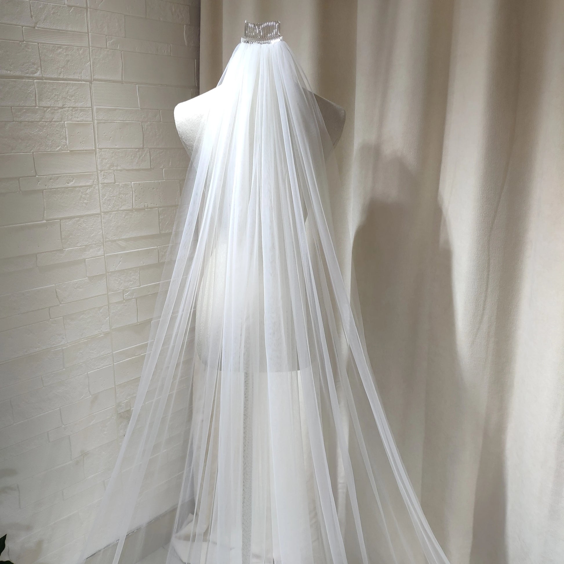 Champagne Wedding Veil, Ivory Simple Wedding Veil, One Layer White Wed