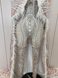 Luxury Feathers Cloak White Printing Sexy Sheath Jumpsuit Women Evening Party Bar Nightclub Singer Stage Performance Costume
