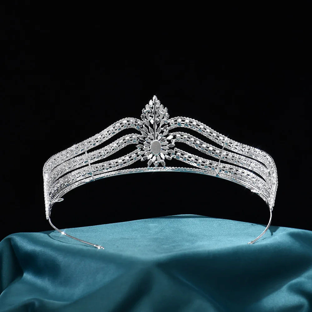 Wedding Hair Accessories Cubic Zirconia Tiaras and Crowns Zircon Headpiece For Brides Women Pageant Prom Headband Bridal Jewelry
