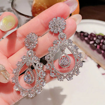 High Quality AAA Zircon Bridal Earrings CZ Zirconia Wedding Earring For Brides Accessories Women Evening Party Dress Jewelry a