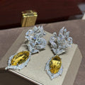 Luxury Yellow Zircon Bridal Earrings CZ Cubic Zirconia Wedding Earring For Brides Accessories Women Party Dinner Dress Jewelry