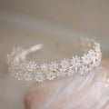 Flower Headband Hairband Silver Color Headpiece Bride Women Zircon Headwear Headdress Bridal Hair Jewelry Wedding Accessories a