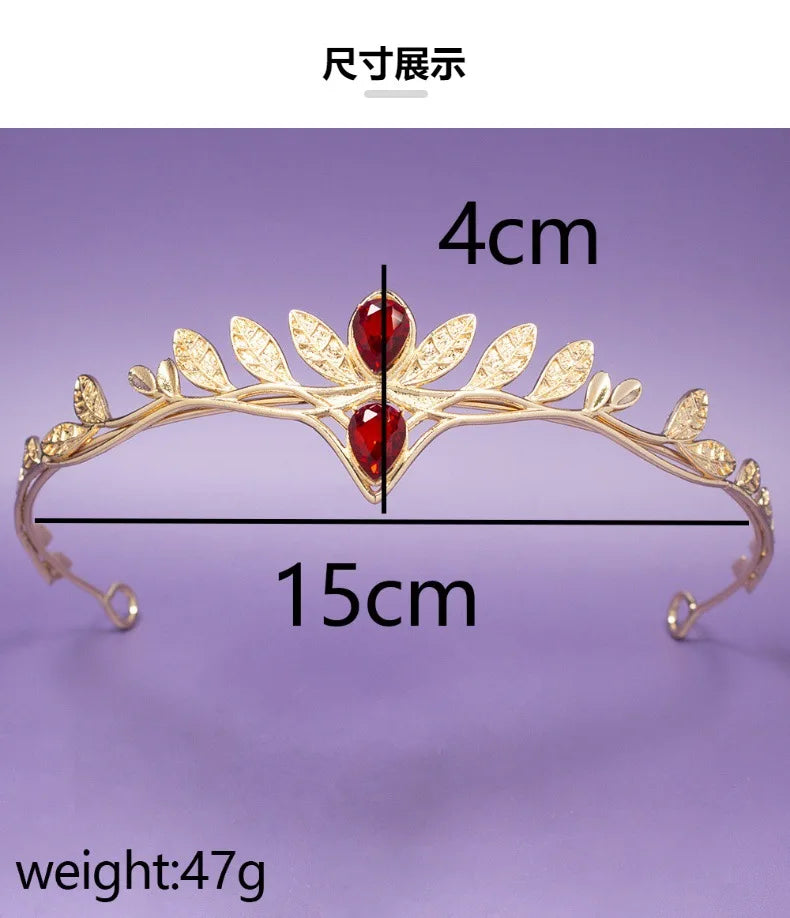 Baroque Vintage Fairy Crowns Tiaras Women Men Rhinestone Leaf Elf Tiara Costume Cosplay Hair Jewelry Crown Headwear Accessories