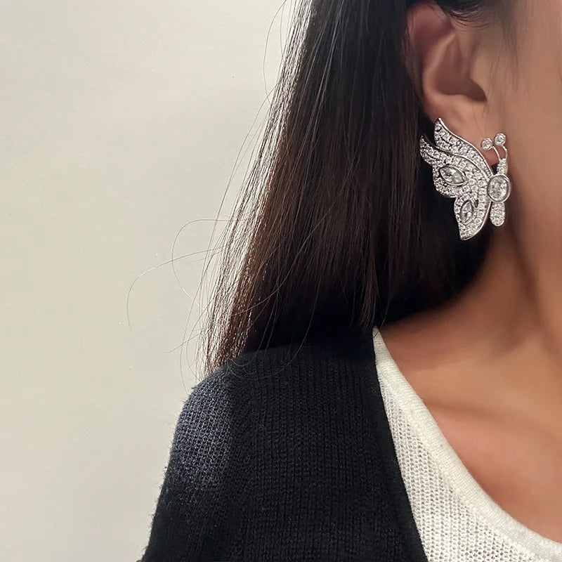 High Quality Butterfly Zircon Bridal Earrings CZ Zirconia Wedding Earring For Women Bride Accessories Party Dinner Dress Jewelry