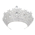 Baroque Wedding Crowns For Pageant Miss Universe Big Crystal Bridal Tiara Crown For Wedding Bride Diadem Hair Jewelry Headdress Blue white zinc plated