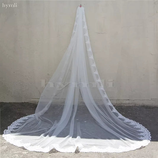 1 layer cathedral veil bridal veil 300cm long ,280cm wide lace wedding veil in white, off white , Ivory metal comb