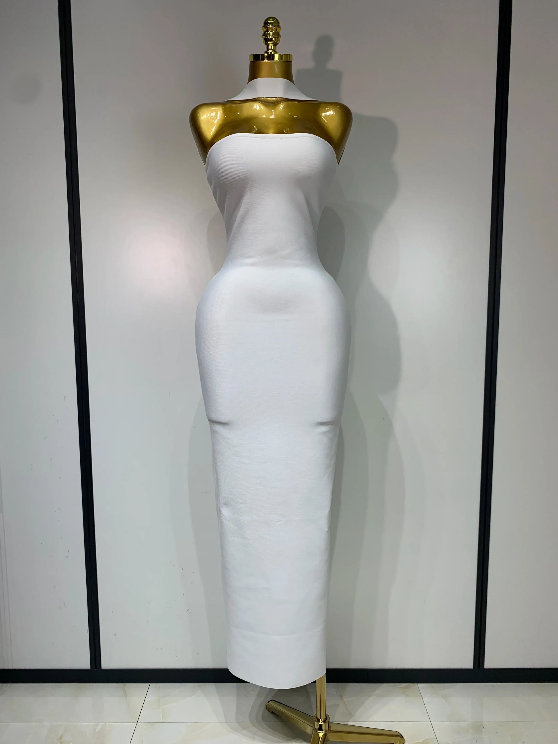 Women Sexy Backless Bodycon Bandage Dress Sleeveless Maxi Long Elegant Dresses Luxury Birthday Dress Club Party Outfit WHITE