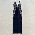 New Summer Women Sleeveless Sexy Strap V-Neck Shinning Crystal Bodycon Long Bandage Dress Celebrate Evening Party Outfit