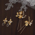 Bridal Jewelry Flower Head Pieces Pearl Hair Clip Pin For Bride Bridesmaids Women Vintage Gold Color Hairpin Wedding Accessories