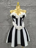 Top Quality Women Sexy Strapless Florals A-line Mini Bandage Dress Cute Girls' Birthday Party Fashion Cocktail Outfit WHITE