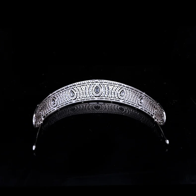 Cubic Zirconia Tiara Crown Prom Party Zircon Headband For Brides Women Headpiece Gifts Wedding Accessories Bridal Hair Jewelry