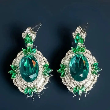 Luxury Green AAA Zircon Bridal Earrings CZ Cubic Zirconia Wedding Earring For Brides Accessories Women Gift Dinner Party Jewelry a