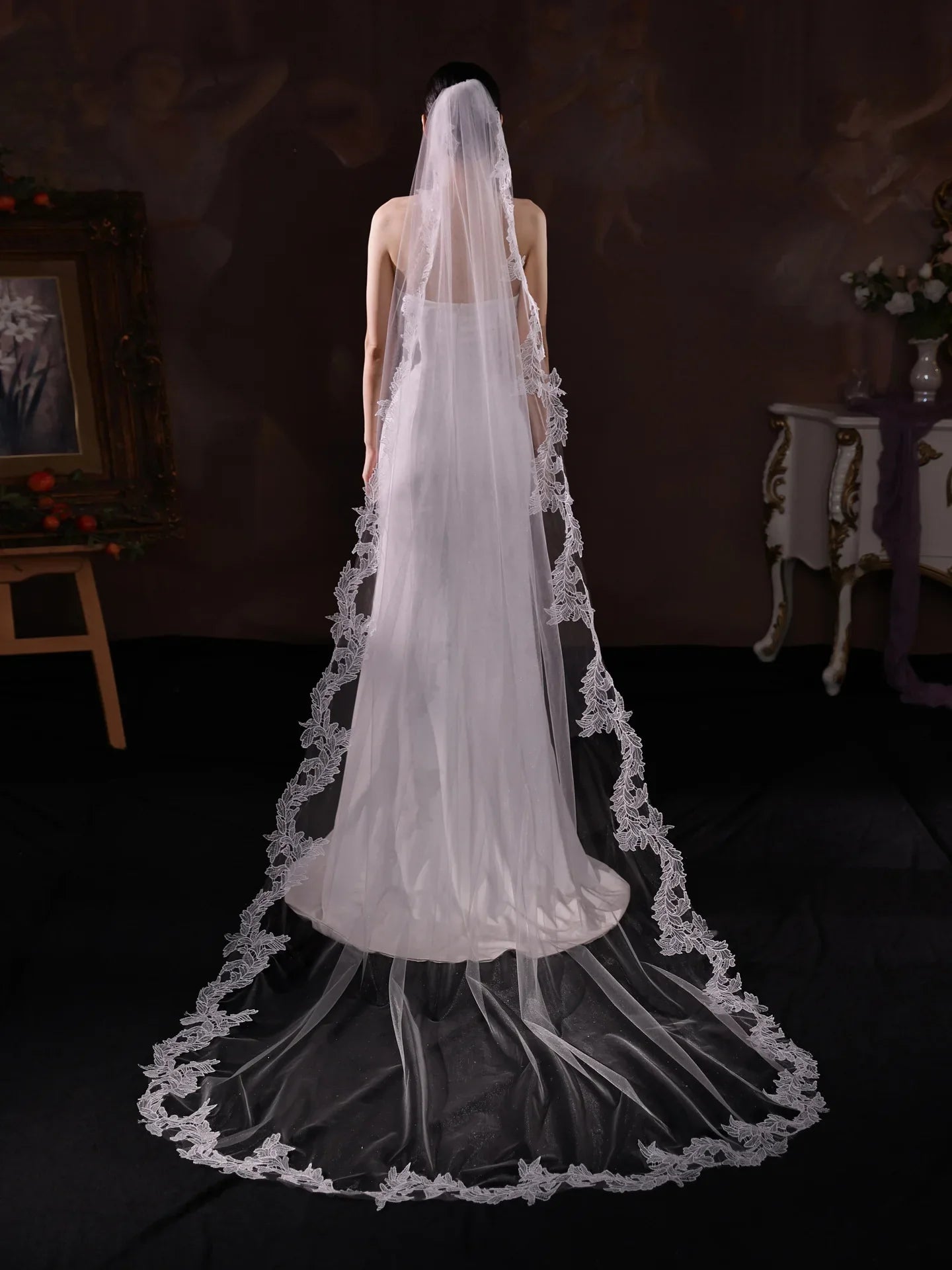 270cm White Bridal Veil Long Wedding Veils For Brides Evening Dinner Party Dress Women Girl Gifts Hair Accessories Jewelry