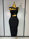 Bandage Dresses for Women Black Bodycon Dress Evening Party Celebirty Elegant Sexy Cut Out Midi Birthday Club Dresses black