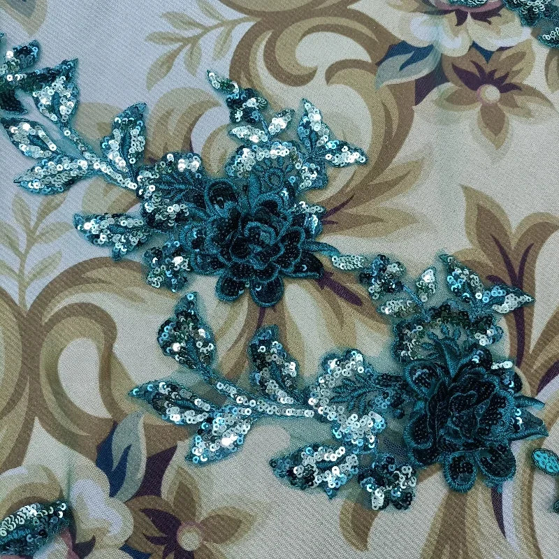 300cm Long 1 Layer Chapel / Cathedral Length Bridal Veil Green Sequin Lace Veil Wedding Accessories Metal Comb