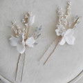 Wedding Accessories Porcelain Flower Head Piece Opal Gold Silver Color Hairpin Brides Bridesmaids Hair Clip Pin Bridal Jewelry