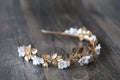 Vintage Gold Color Headband Hairband Porcelain Flower Leaf Zircon Headpiece Bride Women Wedding Accessories Bridal Hair Jewelry