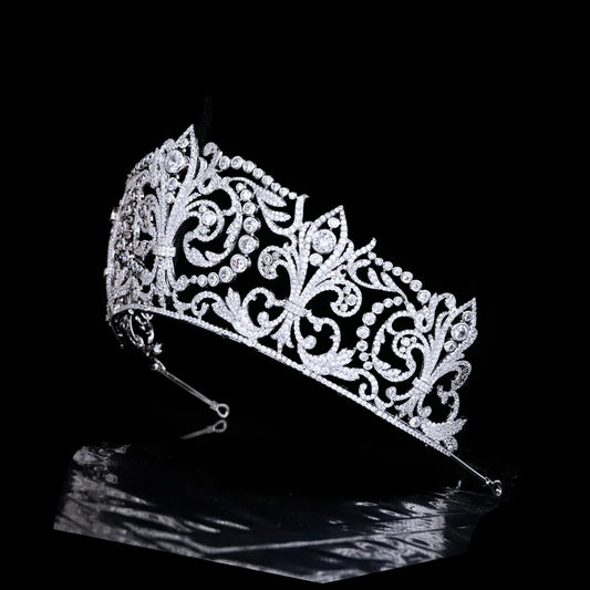 Wedding Hair Accessories Princess Queen Zircon Tiaras and Crowns Cubic Zirconia Headband Brides Big Large Diadem Bridal Jewelry