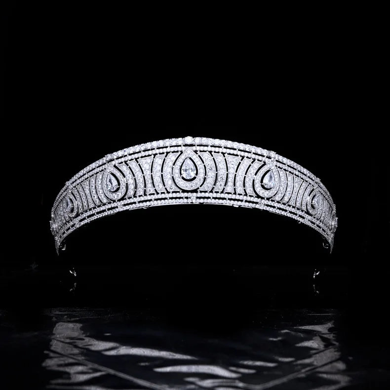 Cubic Zirconia Tiara Crown Prom Party Zircon Headband For Brides Women Headpiece Gifts Wedding Accessories Bridal Hair Jewelry a