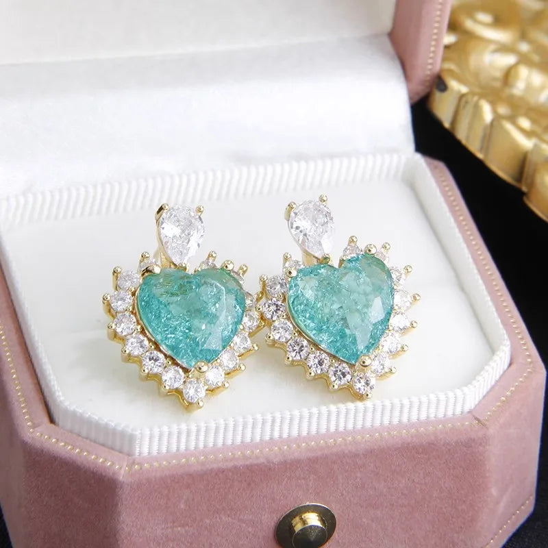 Luxury Green AAA Zircon Bridal Earrings CZ Cubic Zirconia Wedding Earring For Brides Accessories Women Gift Dinner Party Jewelry b