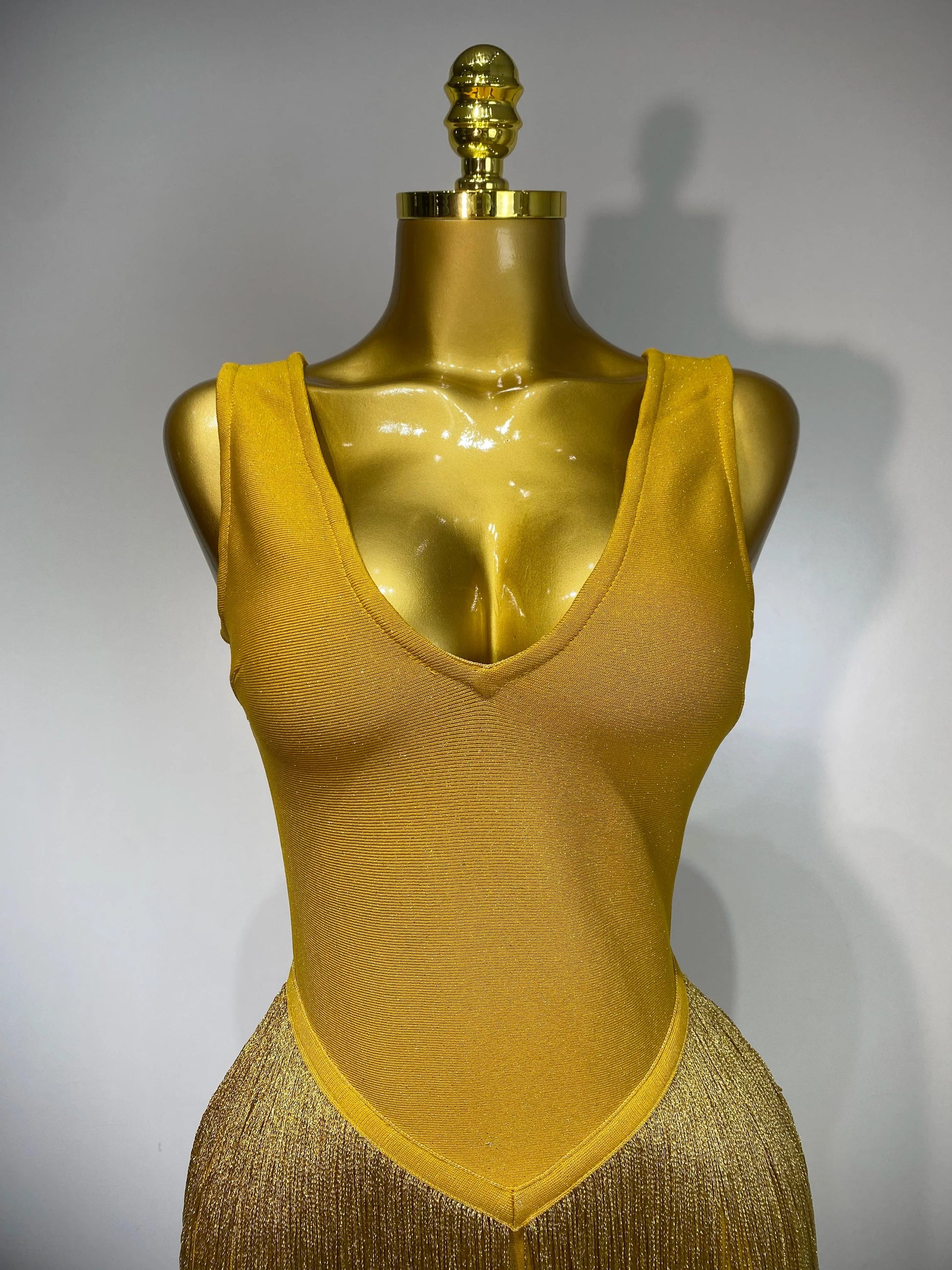 Sexy V Neck Yellow Tassels Women Prom Dress Sheath Sleeveless Party Gown Elegant Formal Luxury Birthday Club Dresses