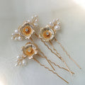 Bridal Jewelry Flower Head Pieces Pearl Hair Comb Pin Clip Vintage Gold Color Brides Bridesmaids Hairpin Wedding Accessories