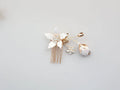 Flower Leaf Hair Pin Clip Crystal Rhinestones Hairpin Bride Bridesmaids Gold Color Head Piece Wedding Accessories Bridal Jewelry 1