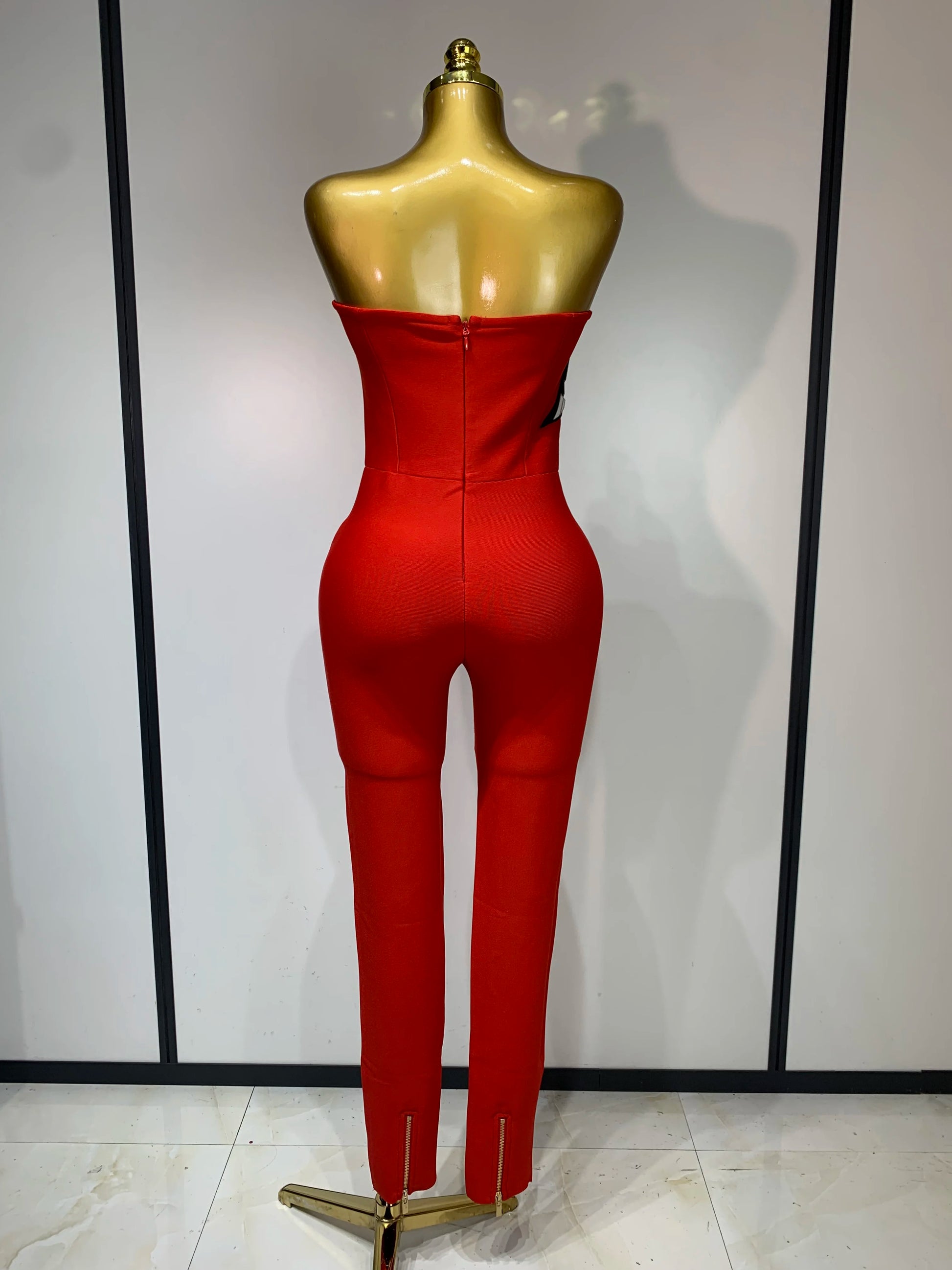 Fashion Celebrate Sparkly Sequin Women Sexy Strapless Bodycon Bandage Jumpsuit Streetwea Nightclub Party Luxury Birthday Outfit