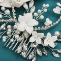 Wedding Accessories Porcelain Flower Hair Comb Pin Imitation Pearl Crystal Hairpin For Brides Women Head Pieces Bridal Jewelry