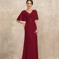 V Neck Customized Mother Dresses Formal Mermaid Bride Party Dress Lace Floor Length Occasion Gown Elegant robes invitée mariage Red