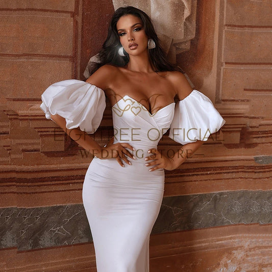 White Mermaid Wedding Dresses Sweetheart Sweep Train Princess Bridal Dress Elegant Wedding Ball Prom Gowns Customized