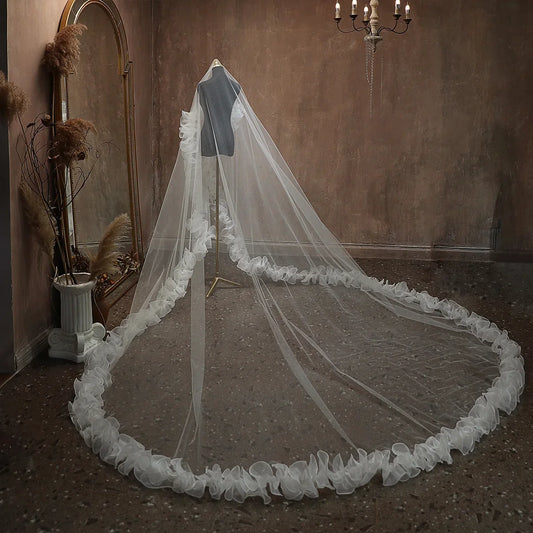 Luxury Long Bridal Veil Lace Wedding Veils For Brides Evening Dinner Party Dress Women Girl Gifts Hair Accessories Jewelry